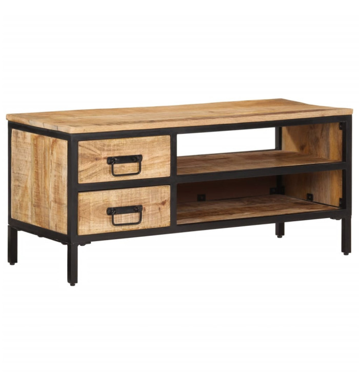 Meuble TV 90x35x40 cm bois massif de manguier brut | Mobilier & Déco