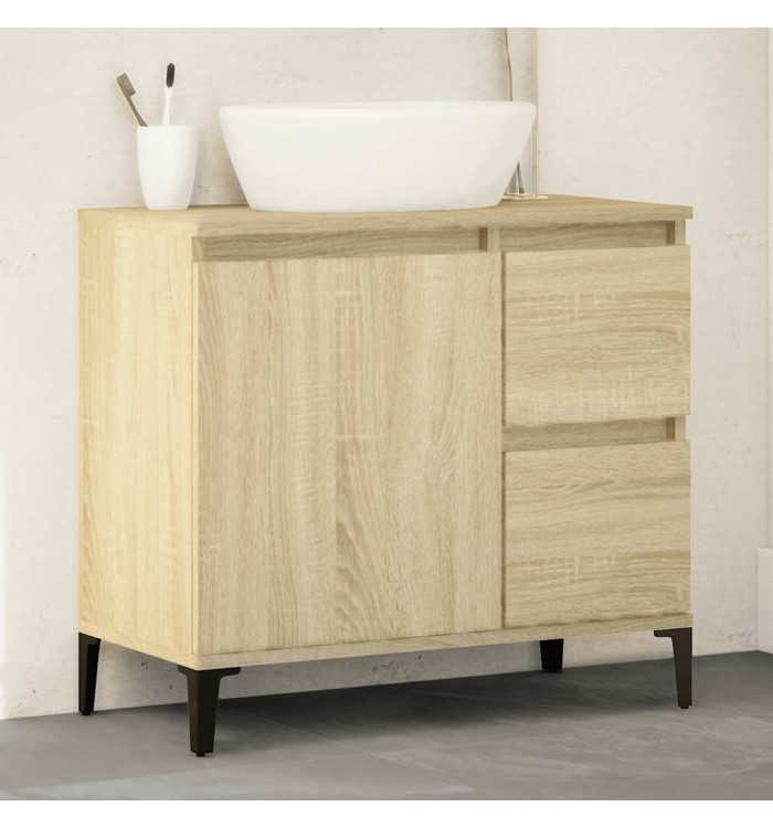 Armoire salle de bain chêne sonoma 65x33x60 cm | Mobilier & Déco
