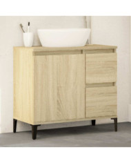 Armoire salle de bain chêne sonoma 65x33x60 cm | Mobilier & Déco