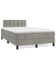 Sommier à lattes de lit et matelas gris clair 120x190cm velours | Mobilier & Déco