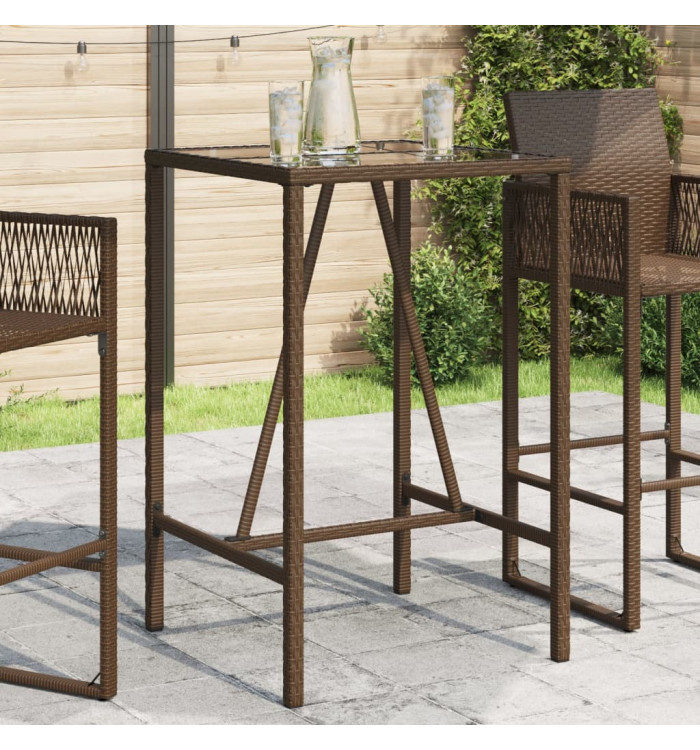 Table de bar d’extérieur marron 70x70x110 cm résine tressée | Mobilier & Déco