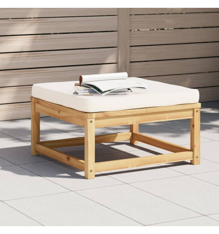 Repose-pied de jardin avec coussins bois massif d'acacia | Mobilier & Déco