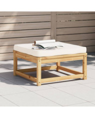 Repose-pied de jardin avec coussins bois massif d'acacia | Mobilier & Déco