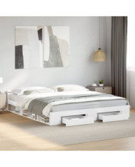 Cadre de lit avec tiroirs sans matelas blanc 200x200 cm | Mobilier & Déco