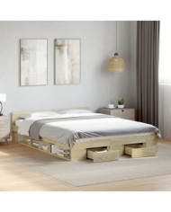 Cadre de lit avec tiroirs sans matelas chêne sonoma 120x200 cm | Mobilier & Déco