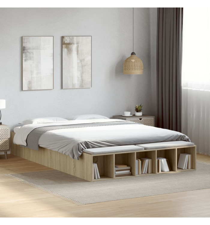 Cadre de lit sans matelas chêne sonoma 150x200 cm | Mobilier & Déco