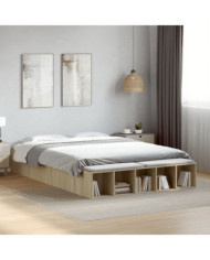 Cadre de lit sans matelas chêne sonoma 150x200 cm | Mobilier & Déco