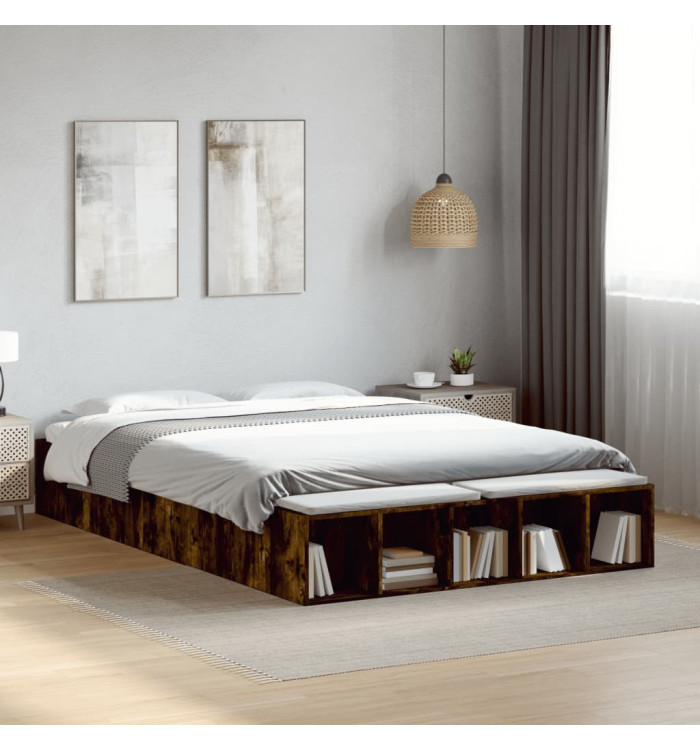 Cadre de lit sans matelas chêne fumé 150x200 cm | Mobilier & Déco