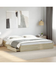Cadre de lit avec tiroirs sans matelas chêne sonoma 200x200 cm | Mobilier & Déco