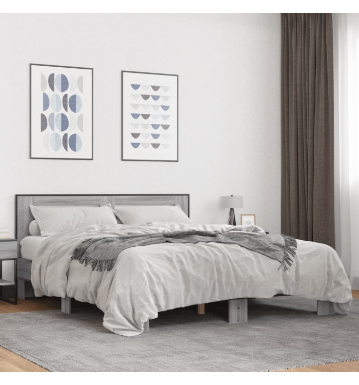 Cadre de lit sans matelas sonoma gris 150x200 cm | Mobilier & Déco