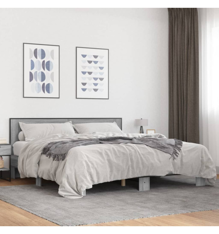 Cadre de lit sans matelas sonoma gris 200x200 cm | Mobilier & Déco