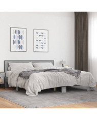 Cadre de lit sans matelas sonoma gris 200x200 cm | Mobilier & Déco