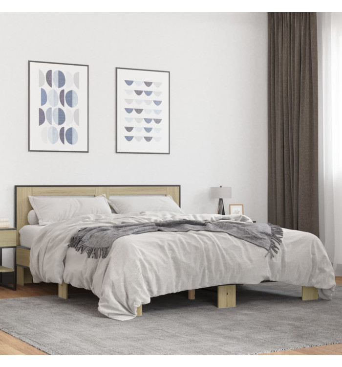 Cadre de lit sans matelas chêne sonoma 160x200 cm | Mobilier & Déco