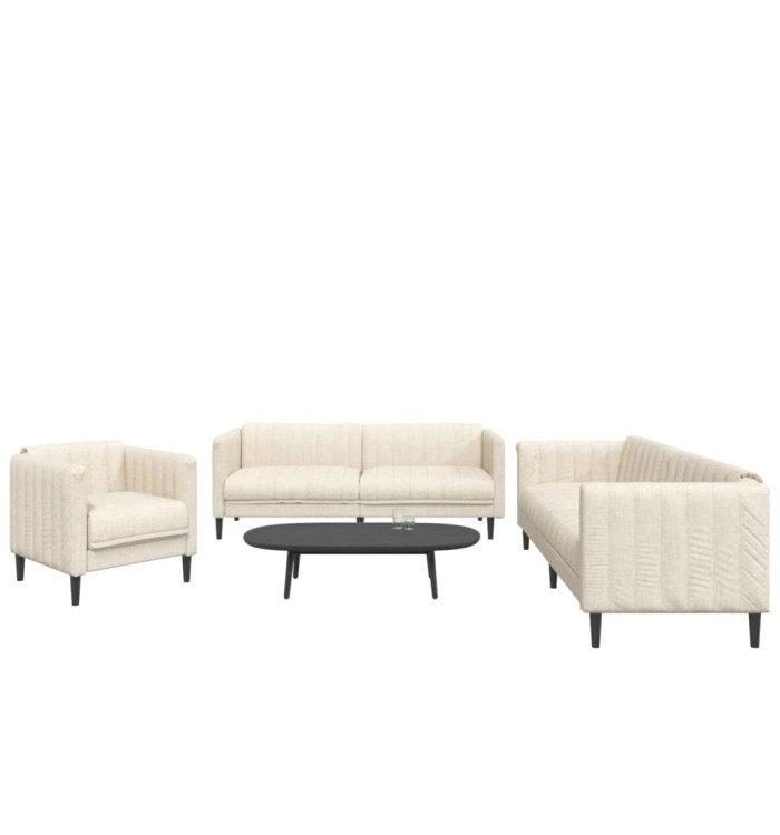 Ensemble de canapés 3 pcs crème tissu | Mobilier & Déco