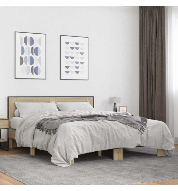 Cadre de lit sans matelas chêne sonoma 150x200 cm | Mobilier & Déco
