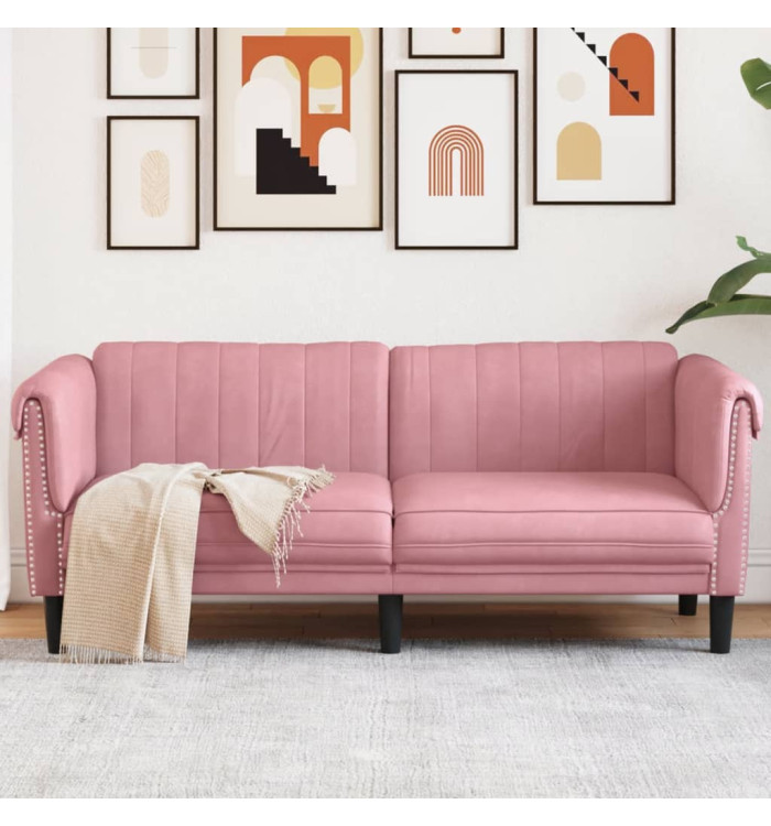 Canapé à 2 places rose velours | Mobilier & Déco