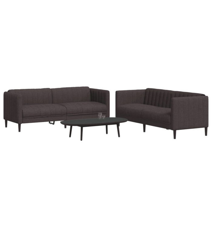 Ensemble de canapés 2 pcs marron foncé tissu | Mobilier & Déco