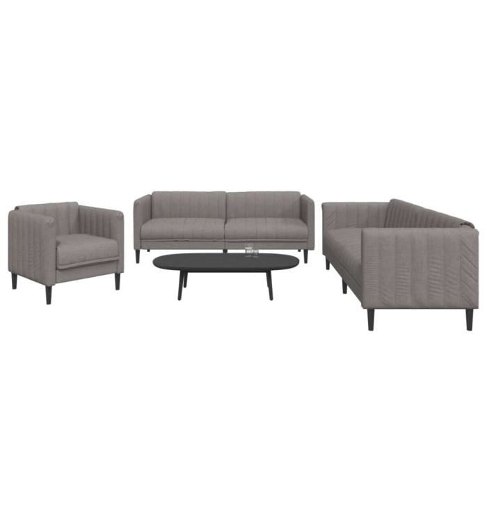 Ensemble de canapés 3 pcs taupe tissu | Mobilier & Déco