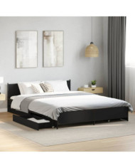 Cadre de lit avec tiroirs sans matelas noir 140x200 cm | Mobilier & Déco