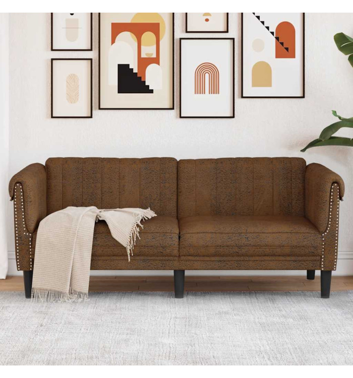 Canapé à 2 places marron similicuir daim | Mobilier & Déco