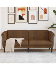 Canapé à 2 places marron similicuir daim | Mobilier & Déco