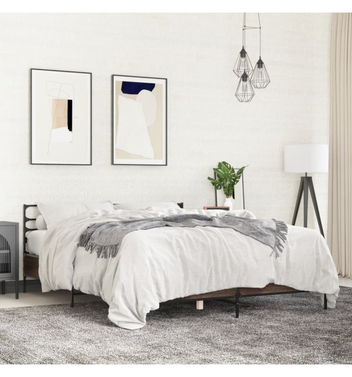Cadre de lit sans matelas chêne marron 150x200 cm | Mobilier & Déco