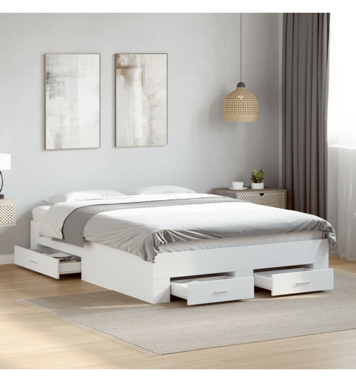 Cadre de lit avec tiroirs sans matelas blanc 135x190 cm | Mobilier & Déco