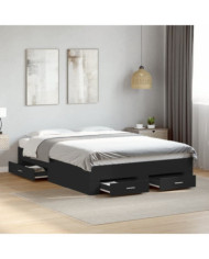 Cadre de lit avec tiroirs sans matelas noir 120x190 cm | Mobilier & Déco