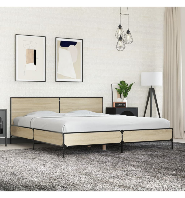 Cadre de lit sans matelas chêne sonoma 180x200 cm | Mobilier & Déco