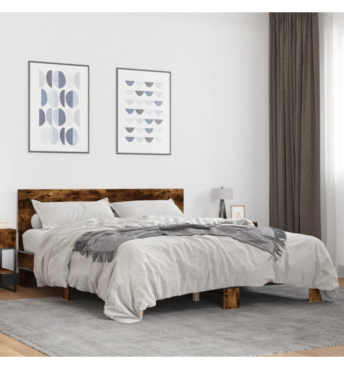 Cadre de lit sans matelas chêne fumé 150x200 cm | Mobilier & Déco