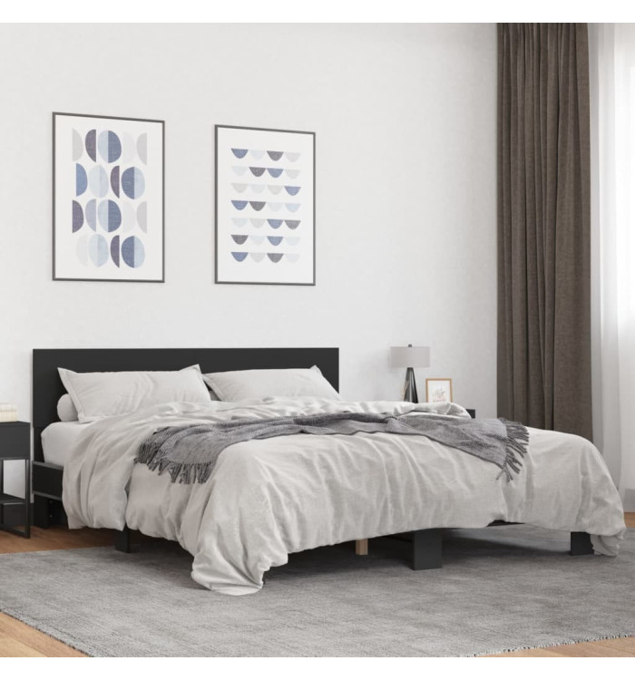 Cadre de lit sans matelas noir 160x200 cm | Mobilier & Déco