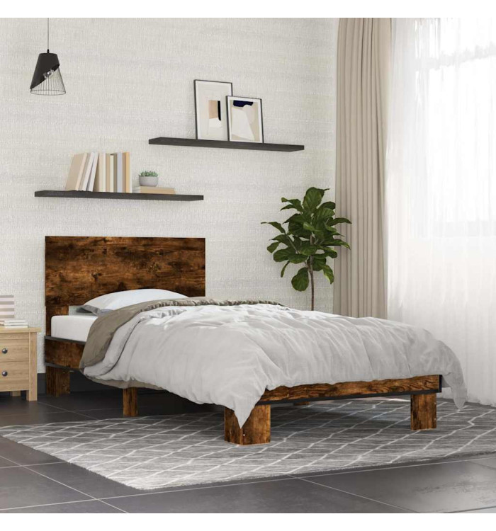 Cadre de lit sans matelas chêne fumé 75x190 cm | Mobilier & Déco