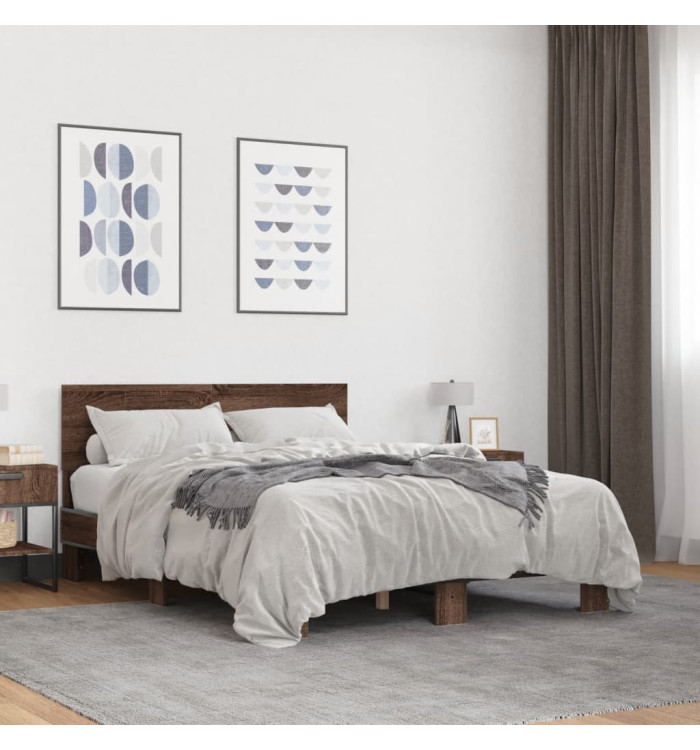 Cadre de lit sans matelas chêne marron 140x200 cm | Mobilier & Déco