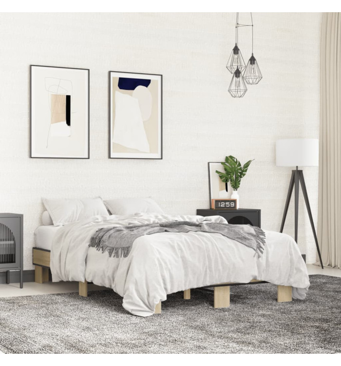 Cadre de lit sans matelas chêne sonoma 120x200 cm | Mobilier & Déco