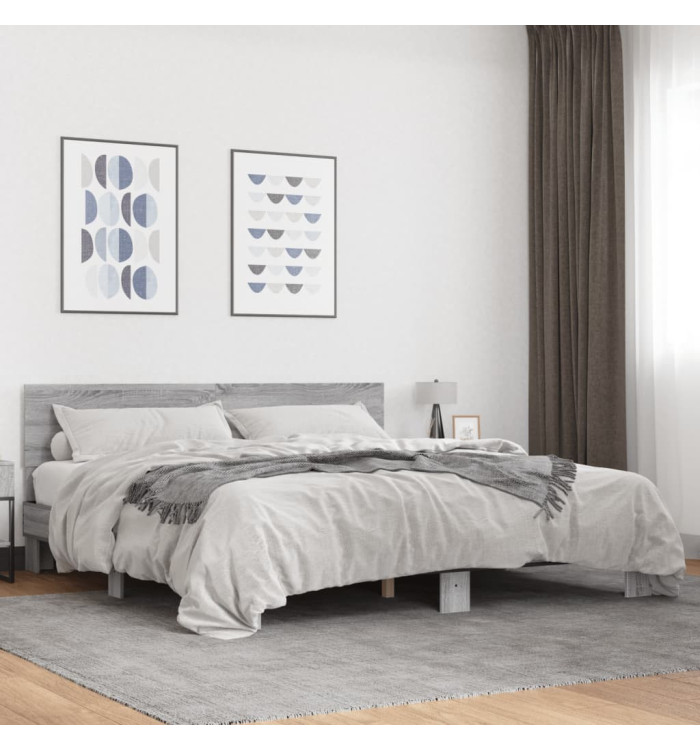 Cadre de lit sans matelas sonoma gris 180x200 cm | Mobilier & Déco