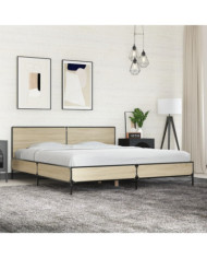 Cadre de lit sans matelas chêne sonoma 200x200 cm | Mobilier & Déco