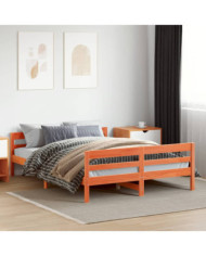 Cadre de lit sans matelas cire marron 140x200cm bois pin massif | Mobilier & Déco
