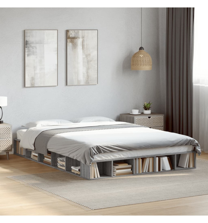 Cadre de lit sans matelas sonoma gris 160x200 cm | Mobilier & Déco