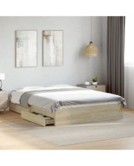 Cadre de lit avec tiroirs sans matelas chêne sonoma 140x200 cm | Mobilier & Déco