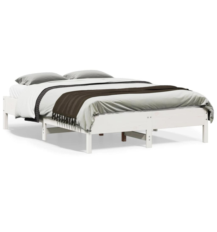 Cadre de lit sans matelas blanc 120x190 cm bois de pin massif | Mobilier & Déco
