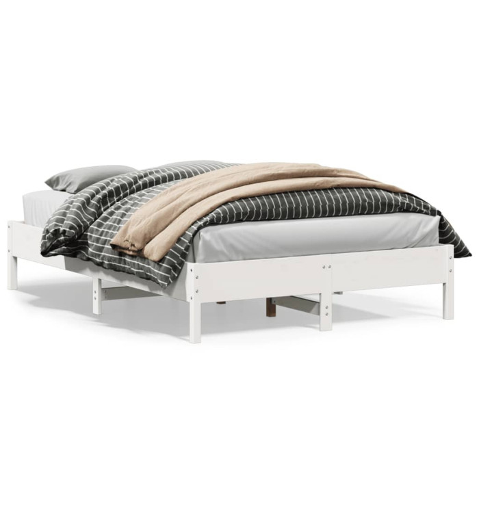 Cadre de lit sans matelas blanc 160x200 cm bois de pin massif | Mobilier & Déco
