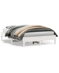 Cadre de lit sans matelas blanc 160x200 cm bois de pin massif | Mobilier & Déco