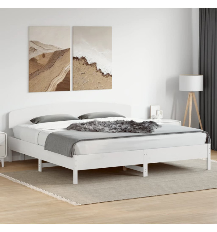 Cadre de lit sans matelas blanc 200x200 cm bois massif de pin | Mobilier & Déco