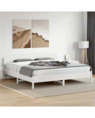 Cadre de lit sans matelas blanc 200x200 cm bois massif de pin | Mobilier & Déco