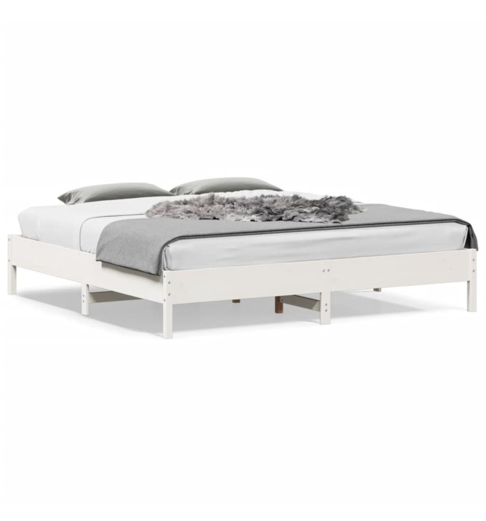 Cadre de lit sans matelas blanc 180x200 cm bois massif de pin | Mobilier & Déco