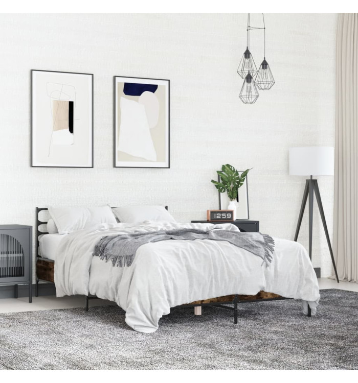 Cadre de lit sans matelas chêne fumé 140x190 cm | Mobilier & Déco