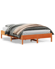 Cadre de lit sans matelas cire marron 160x200cm bois pin massif | Mobilier & Déco