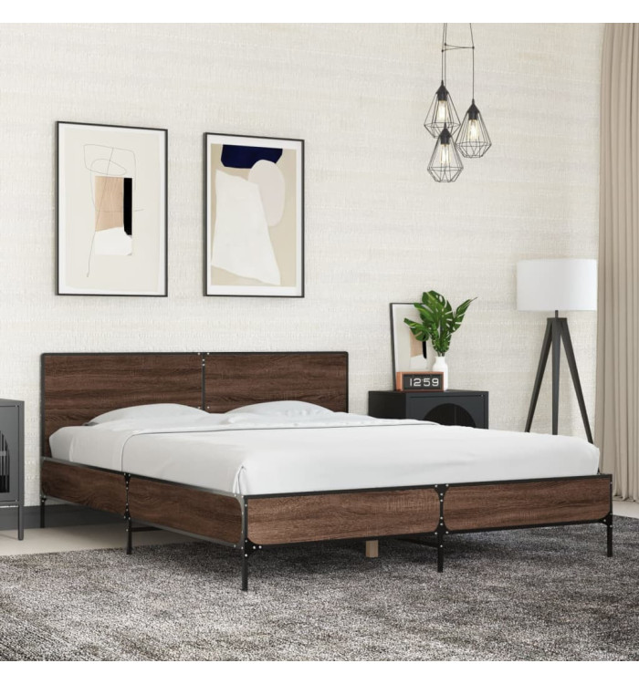 Cadre de lit sans matelas chêne marron 160x200 cm | Mobilier & Déco