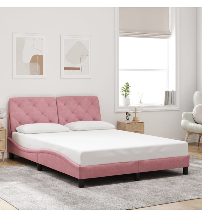 Cadre de lit sans matelas rose 120x200 cm velours | Mobilier & Déco
