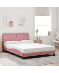 Cadre de lit sans matelas rose 120x200 cm velours | Mobilier & Déco